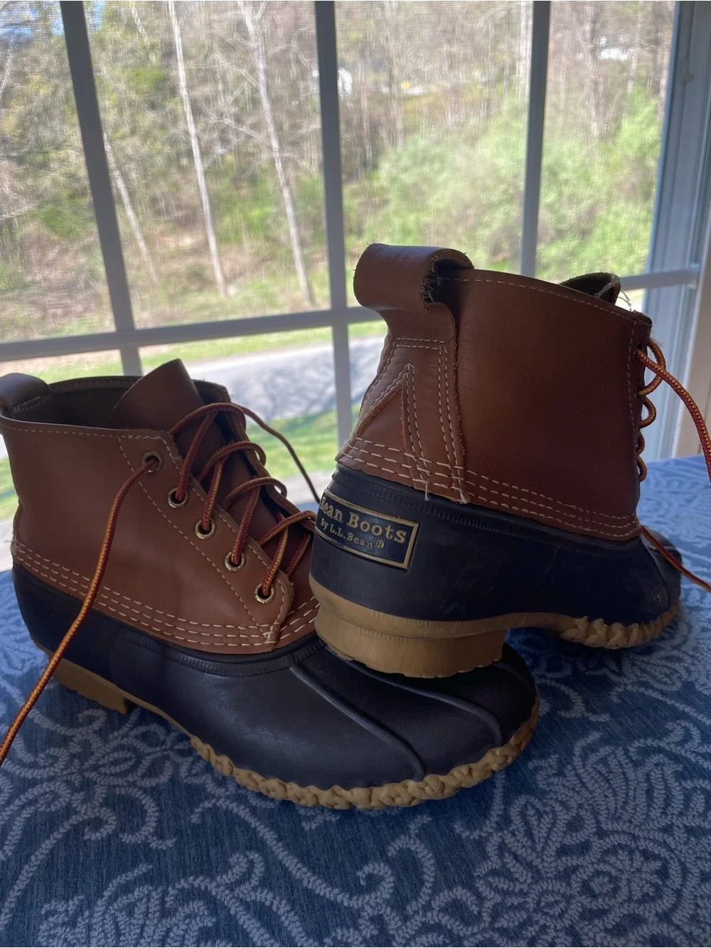 L.L. Bean Brown Leather and Dark Brown Rubber Lace-Up Duck Boots